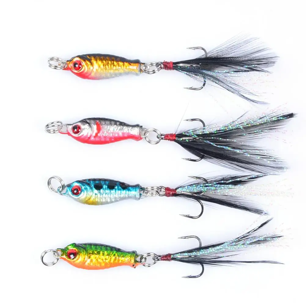 

2cm Small Carp Lure 3D Eyes Artificial Alloy Baits Feather Fishing Tackle Tools