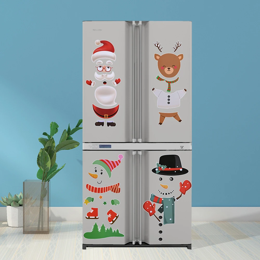 

90*30cm Fridge Stickers Christmas Decorations for Home Creative Sticker Cartoon Santa Claus Elk Magnetic Refrigerator Magnet