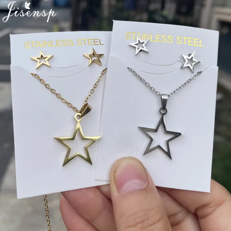 100% Tiny Star Stainless Steel Pendent Necklaces for Women Birthday Jewelry Simple Crescent Moon Earrings Jewelry Dropshipping