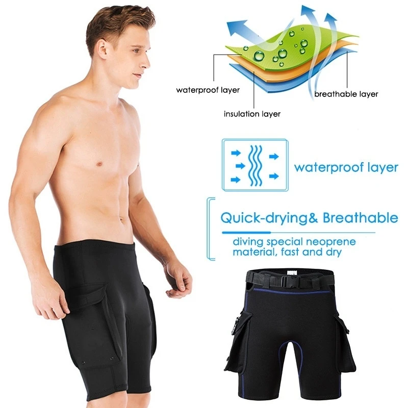 Мужские и женские регулируемые 2 мм неопреновые шорты для дайвинга купальный