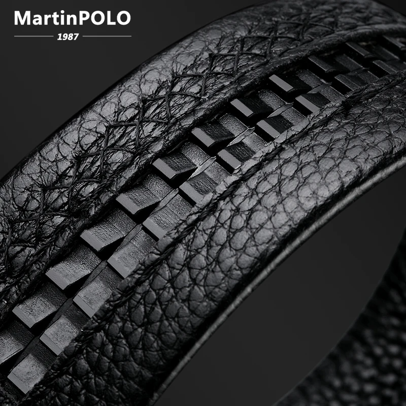 Ремень мужской из натуральной кожи с автоматической пряжкой чёрный пояс