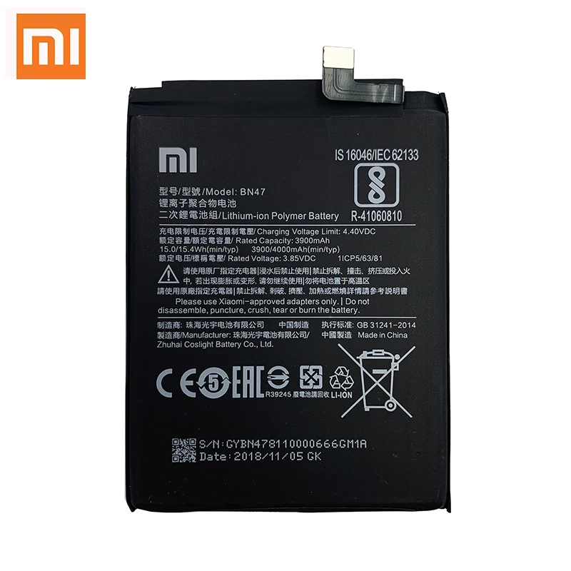 Оригинальный аккумулятор Xiao Mi BN47 для телефона Xiaomi Redmi 6 Pro / A2 Lite