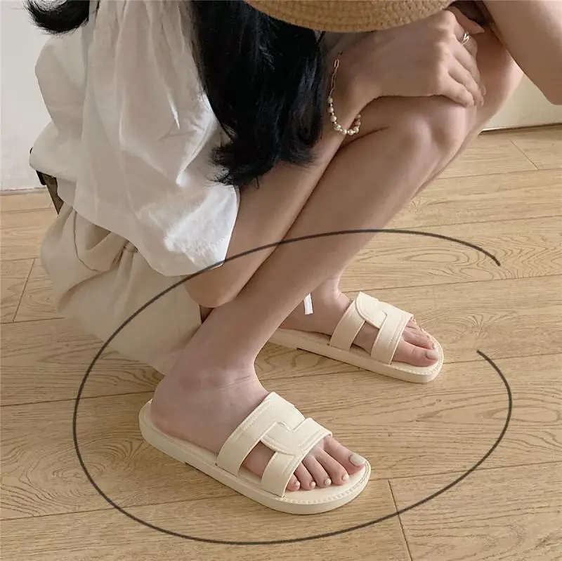 Сандалии Женские однотонные на плоской подошве повседневные Простые Модные