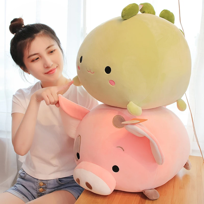 

35/45cm Ball Shaped Forest Animal Doll Squishy Elastic Plush Stuffed Pig Dog Elephant Dinosaur Toy Babies Children Gift