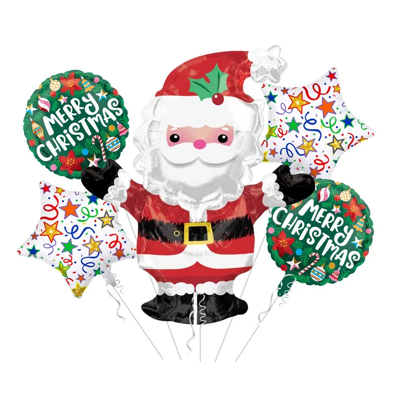 Vajilla desechable navidad decoraciones para el hogar, plato de globos, servilletas, accesorios para fotos, pastel, adornos de navidad, 2021, tarjeta postal de Santa Claus, 2021-5