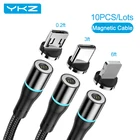 YKZ 10 шт. Кабель с разъемом типа C USB Магнитный кабель для iPhone Micro USB кабель зарядное устройство кабель для быстрой зарядки мобильный телефон кабели Android Microusb