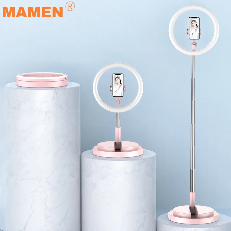 MAMEN 10-дюймовый селфи кольцевой светильник светодиодный с регулируемой яркостью