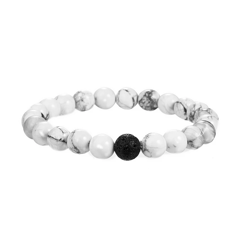 Оригинальные камни браслет из бусин кристалл кварц матовая черная лава