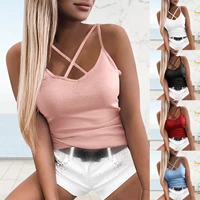 women cross strap tank tops ladies sexy v neck cami tops tee fashion vest summer camisole women casual sleeveless female blusas