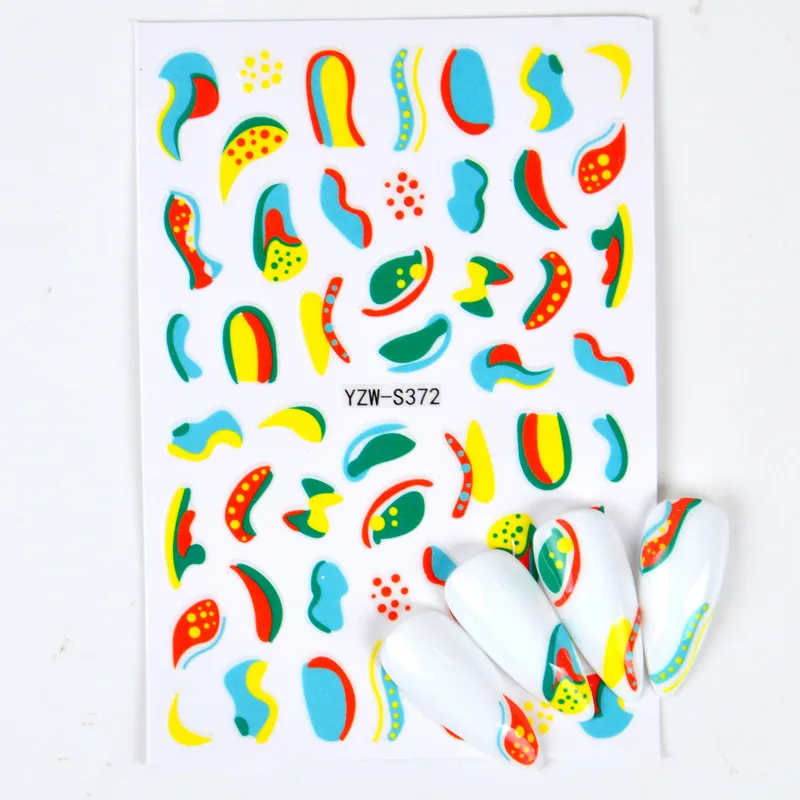 3d-графические волнистые французские наклейки для ногтей абстрактные линии