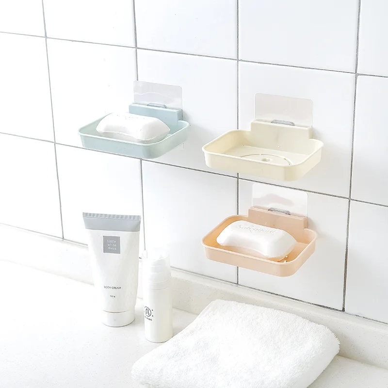 

Soap Rack No Drilling Wall Mounted Soap Holder Soap Sponge Dish Bathroom Accessories Soap Dishes Self Adhesive