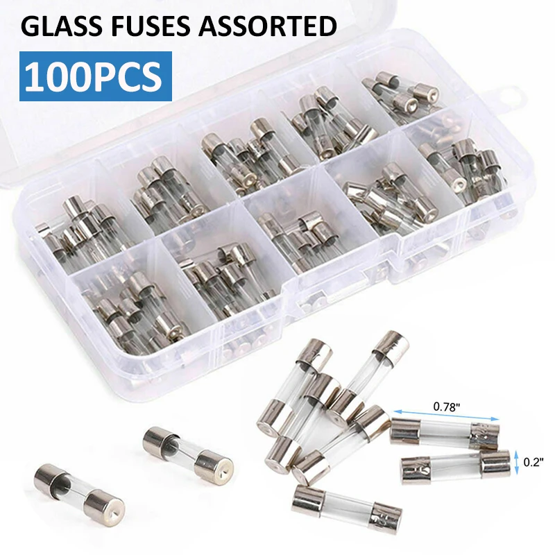 

100 шт., автомобильные стеклянные трубки с быстрым выдувом, 5X20 мм