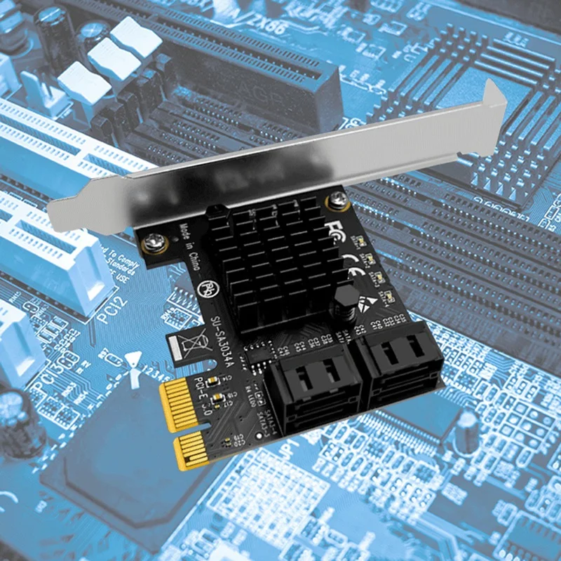 

PCIE to SATA3.0 Riser Card PCI-E to 4 Port SATA3.0 Adapter Card 6Gbps IPFS SSD Adapter Expansion Card