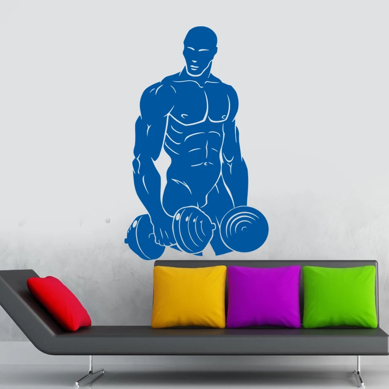 

Fitness Decal Gym Dumbbell Sticker Body-building Posters Vinyl Wall Decals Mural Fitness Words Crossfit Decal Muscle Gym Sticker