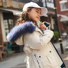 Куртка на белом утином пуху, пальто с натуральным мехом для девочек, зимняя одежда для малышей, 2020, детская утепленная куртка, длинный стиль, теплый, #5689