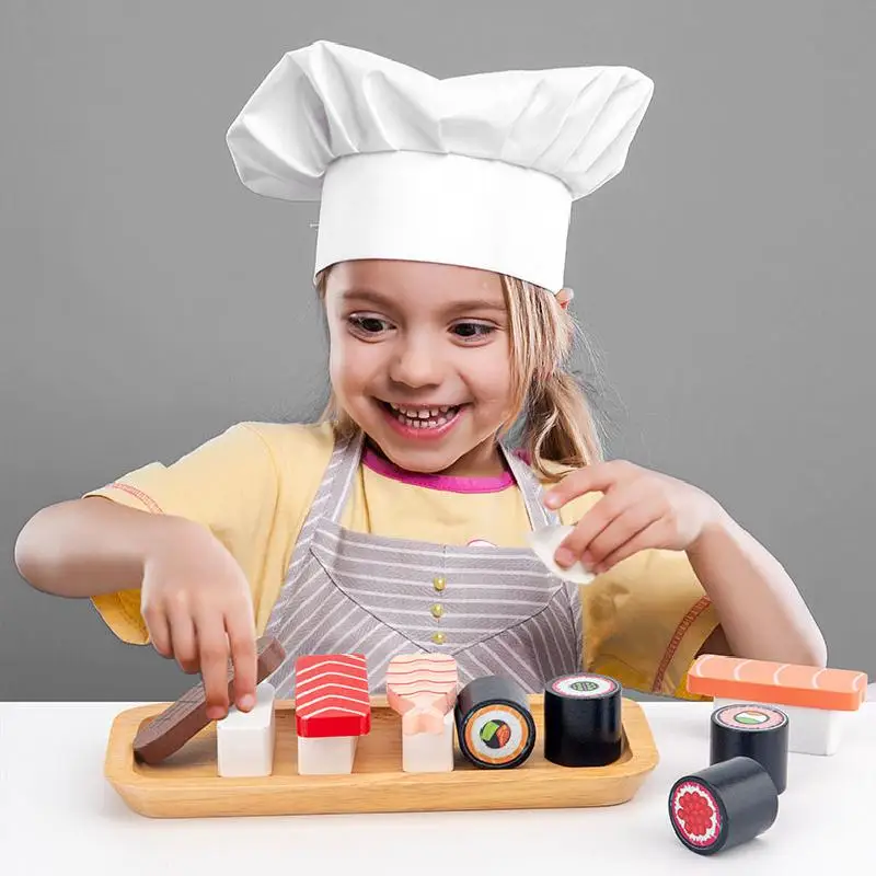 

Детский развивающий деревянный игровой домик, имитация суши, комбинированная еда, когнитивный кухонный набор для приготовления пищи, игруш...