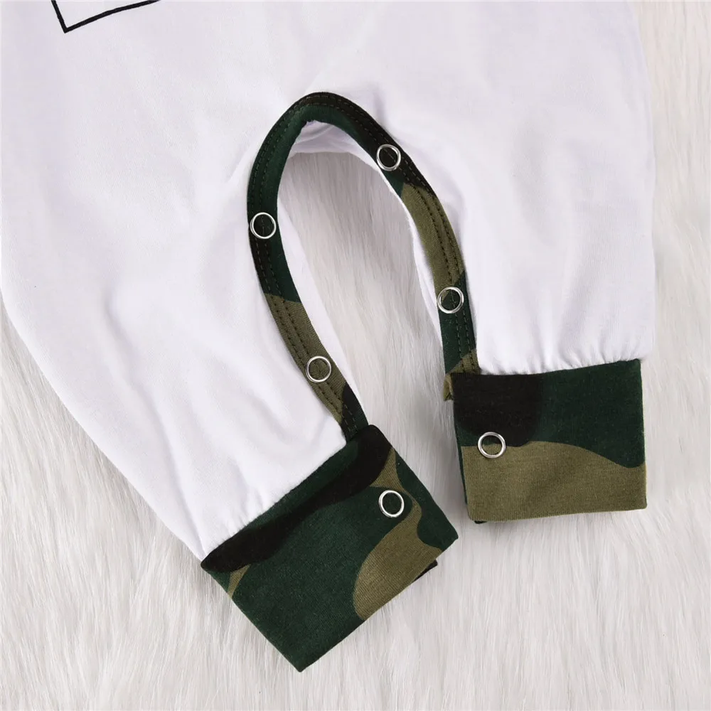 2020 0-18M Camouflage Infant Baby Boy Rompers Autumn New Letter Print Long Sleeve Hooded Jumpsuit Tops Cotton Clothes |