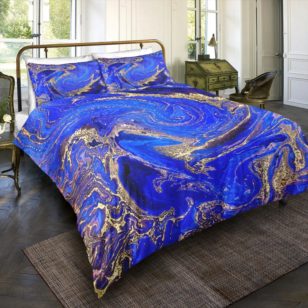 

3D Printed Gilt marbling Bedding Set Home Textile Bedding Set Soft Stone Pattern Duvet Cover Set Cotton Comforter Bed Set King