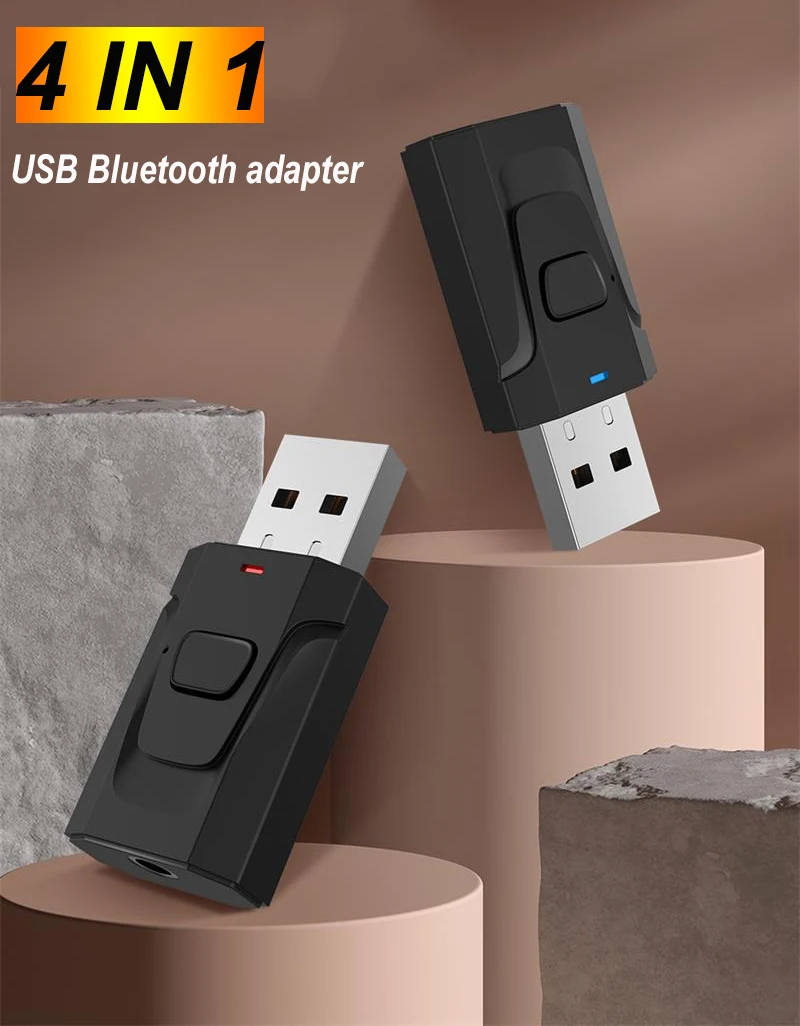 

4 In 1 Bluetooth 5.0 Receiver wireless USB Adapter 3.5mm Audio Receiver/Transmitter For TV PC Car AUX Speaker Plug And Play