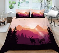 hot style soft bedding set 3d digital mountains printing 23pcs duvet cover set with zipper single twin double full queen king