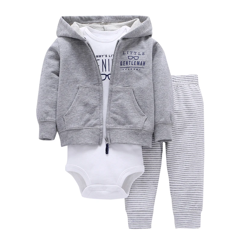 2019 Latest Casual Newborn 6 9 12 18 Months Cardigan Pants Set Baby Boy Clothes Outfit Gray Bodysuit ClothesBBC007 | Детская одежда и