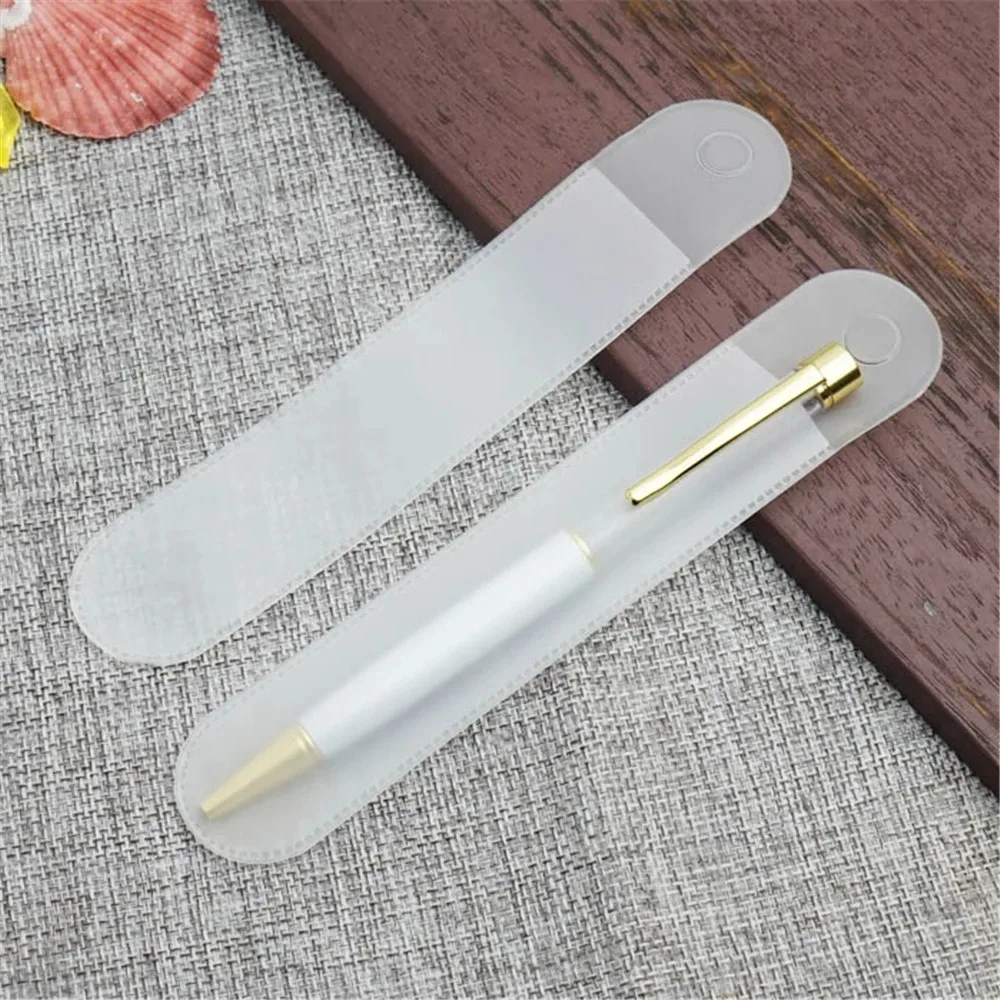 

20pcs Plastic Rounded Matte Transparent Pencil Bag Universal Pen Bag Smooth Pen Gift Pen Bag