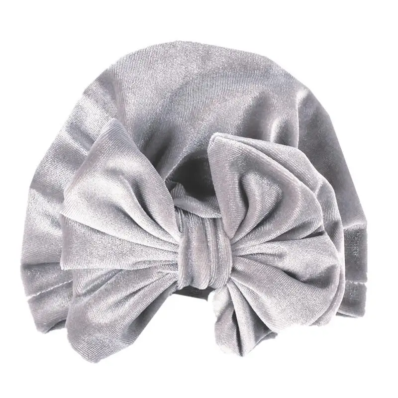 

Baby Bowknot Velvet Hat Simple Style Newborn Infant Warm Sofa Caps Beanies Girls Accessories