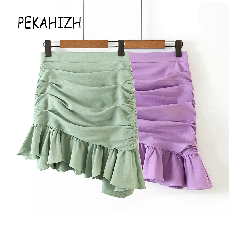 Летняя женская модная облегающая мини-юбка повседневная Асимметричная пляжная