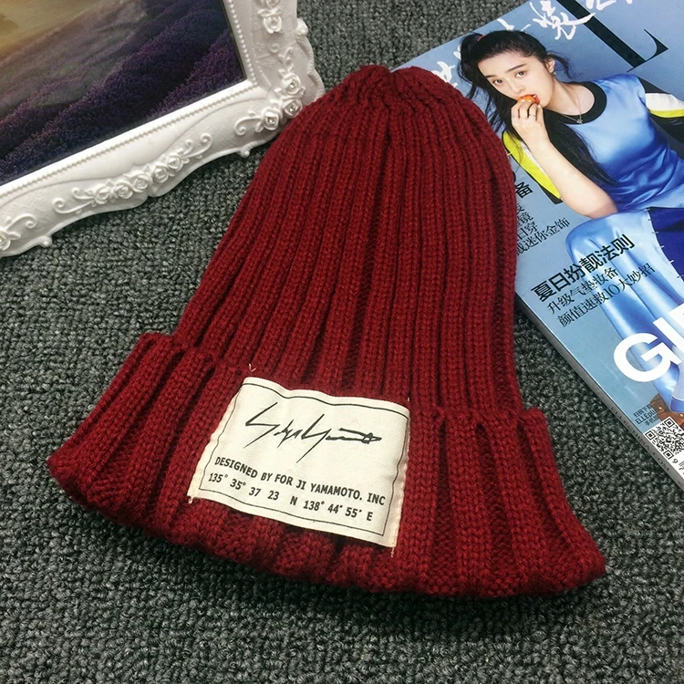 Оптовая продажа 6 цветов однотонная женская зимняя шапка вязаная для девочек в