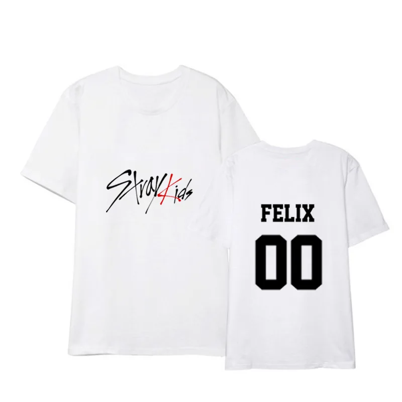 Straykids/одежда в Корейском стиле; свободная летняя футболка для студентов; Новинка; черно-белая футболка с короткими рукавами для детей