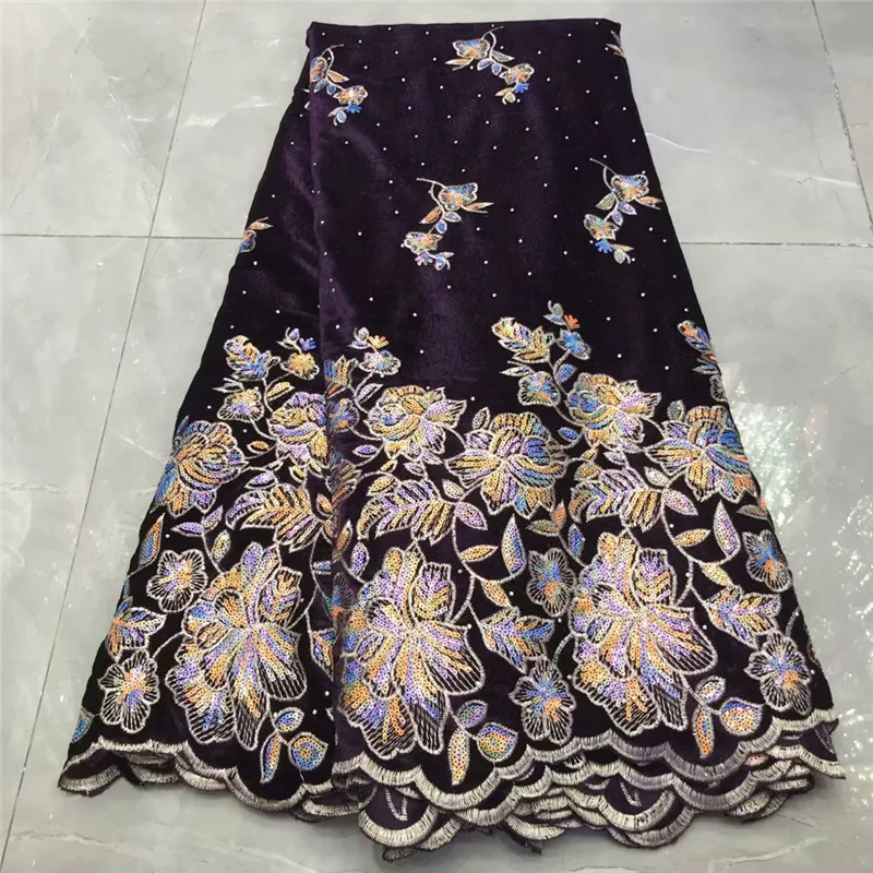 

Popular velvet sequins lace fabric French Mesh Lace Fabric High Quality stones Fabrics Nigerian Net Lace for Wedding Party
