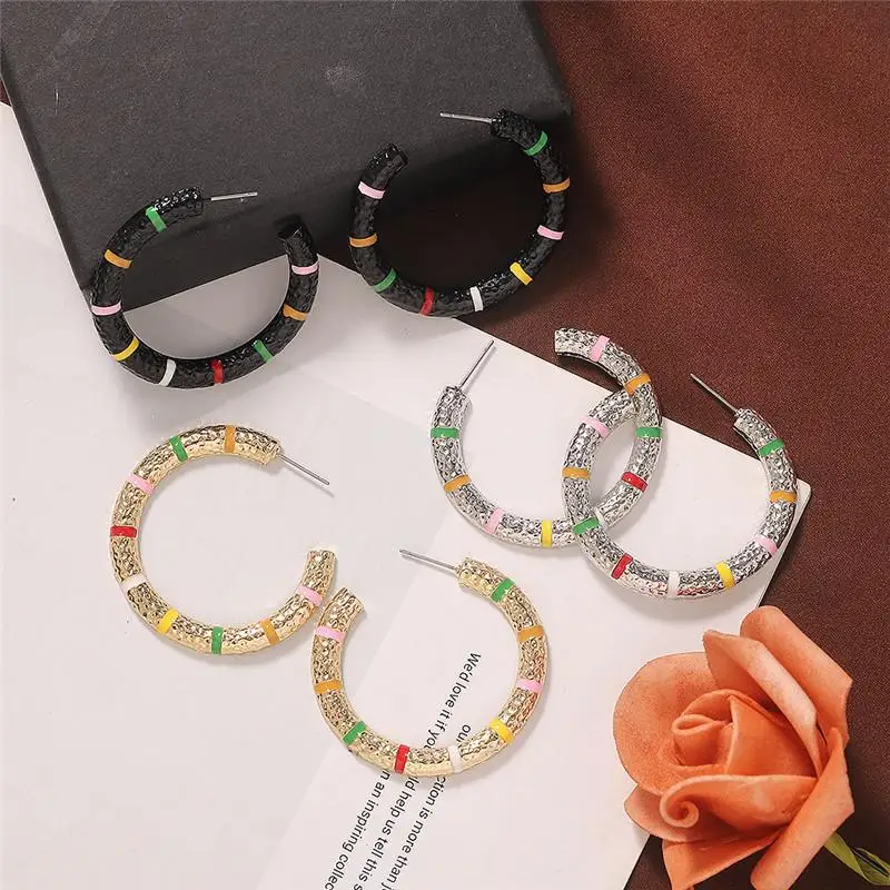 Богемные большие круглые серьги-кольца женские модные серьги золотого цвета