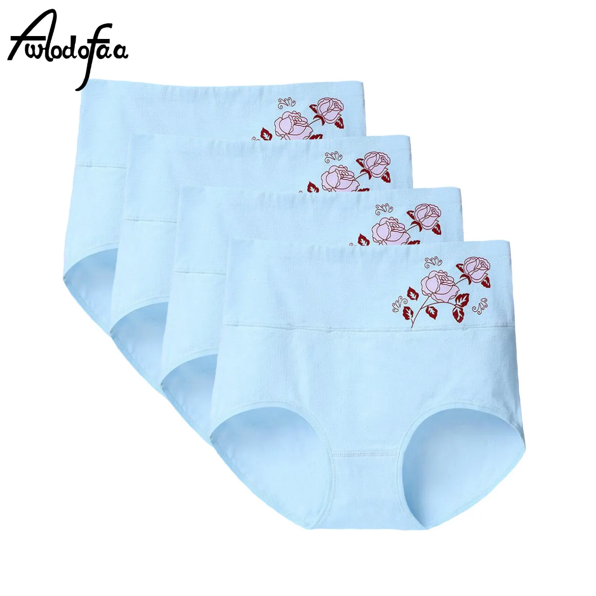 

4Pcs/Lot Fashion Sexy Cotton Panties Women Briefs High Waist Control Abdomen Slimming Shapewear Female Postpartum Recovery Tummy