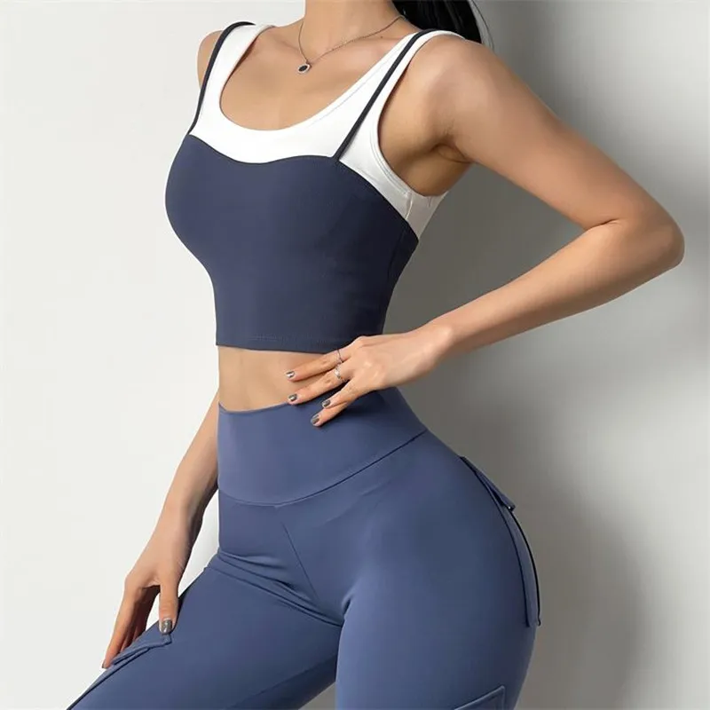 

Sports Underwear Women's Wide Shoulder Straps Gather Shockproof Bra Fitness Yoga Clothes Quick-Drying Vest Running Top T-Shirt