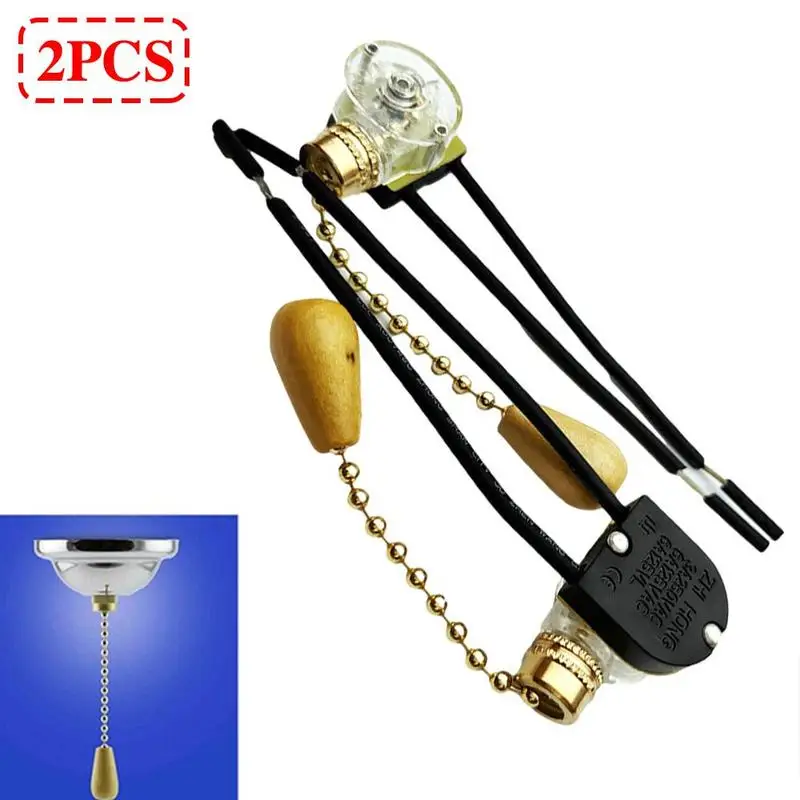 

2 Pcs For Light Universal Ceiling Fan Wall Light Bedside Cord Chain Replacement Pull Switch Pull Lamp 3*2.2* Cord Switch Co X9F3