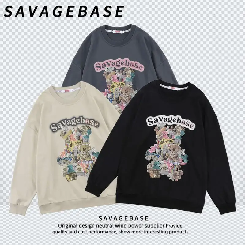 Японский ретро медведь для влюбленных осень и зима плюс бархатный плотный свитер