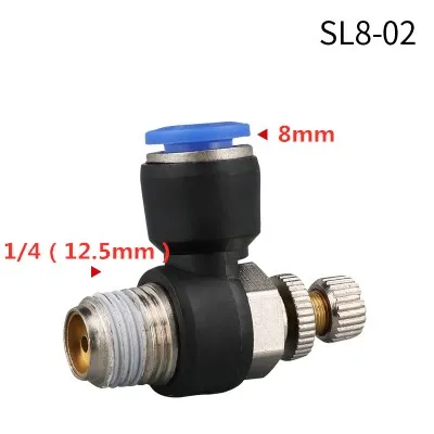 

Пневматический Фиттинг с регулятором скорости Air SL 1/8 1/4 3/8 1/2, регулятор клапана дроссельной заслонки, 4 6 8 10 мм, трубка для шланга, регулируемое быстрое соединение