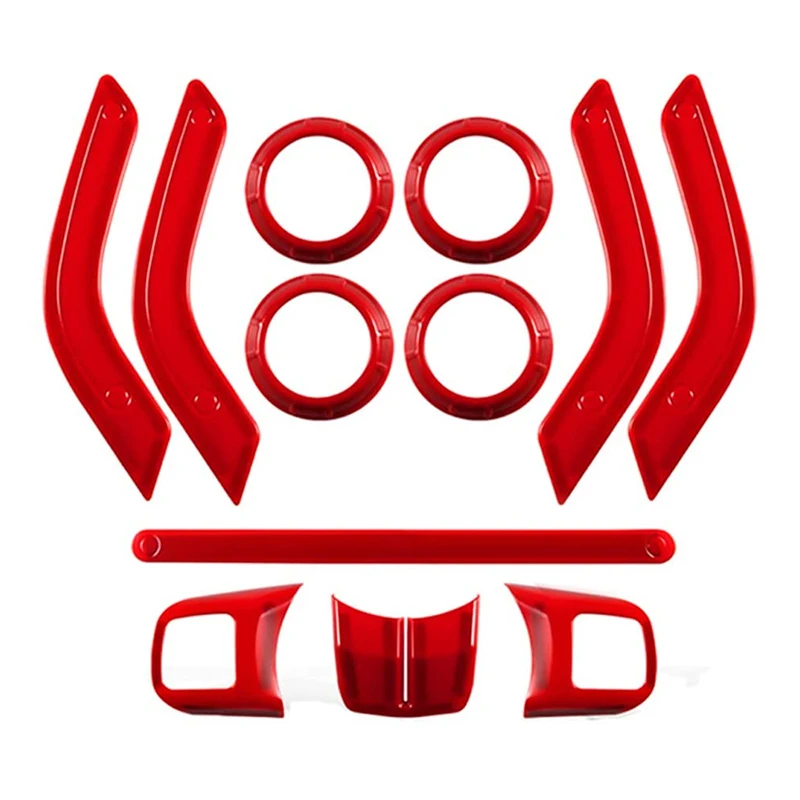 

MAYITR 1set Red Automotive Interior Trim Kit Portable Self-Adhesive Car Decorative Strips For Jeep For Wrangler