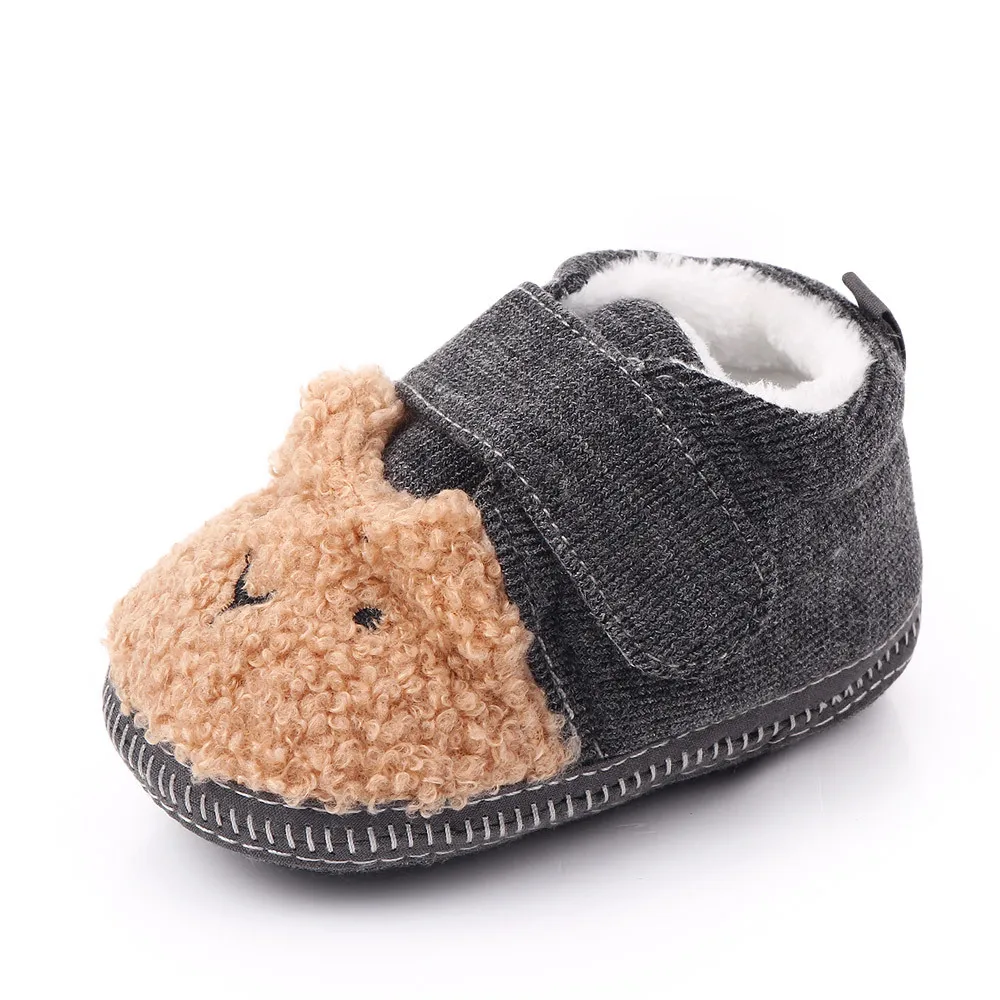 

Warm Baby Shoes Soft Sole First Walkers Cartoon Teddy Sneakers Velvet Newborn Infant Toddler Shoes Flats for 0-18M