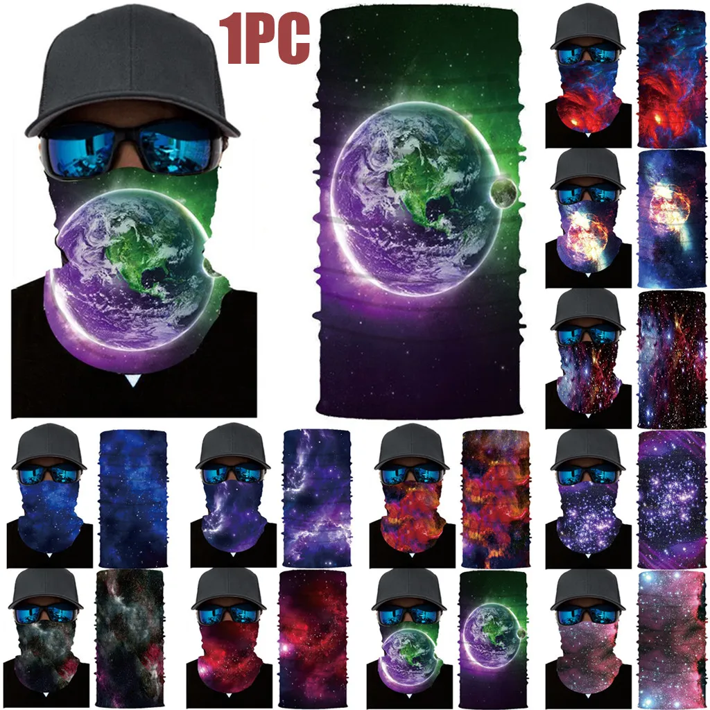 

Outdoor Turban Neck Windproof Sun Protection Mask Sports Safety Face Mask Dazzling Starry Sky Print Outdoor Sports Mask