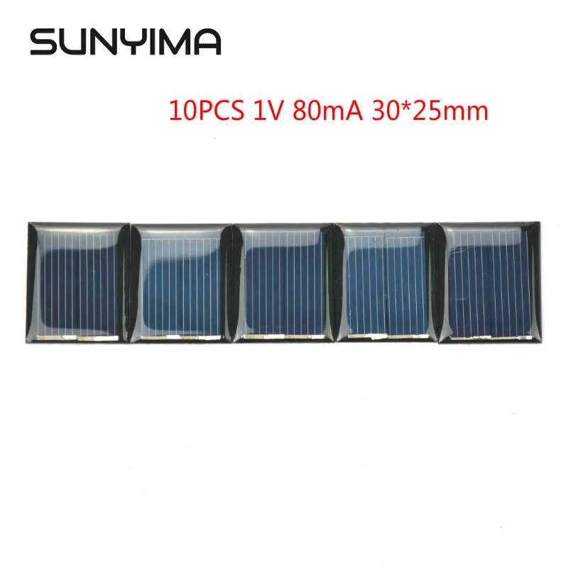 SUNYIMA 10 шт 1V 80mA поликристаллических солнечных панелей 30*25 мм мини модуль батарей