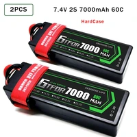 gtfdr lipo battery 2pcs 7 4v 5200mah 6500mah 7000mah 50c 60c hardcase bateria for buggy truggy evader bx trx4 scx10 rc suv
