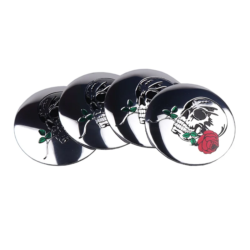 Car styling 4Pcs 56mm Cool Skull Roses Steering tire Wheel Center sticker Hub Cap Emblem Badge Decals Symbol accessories | Автомобили и