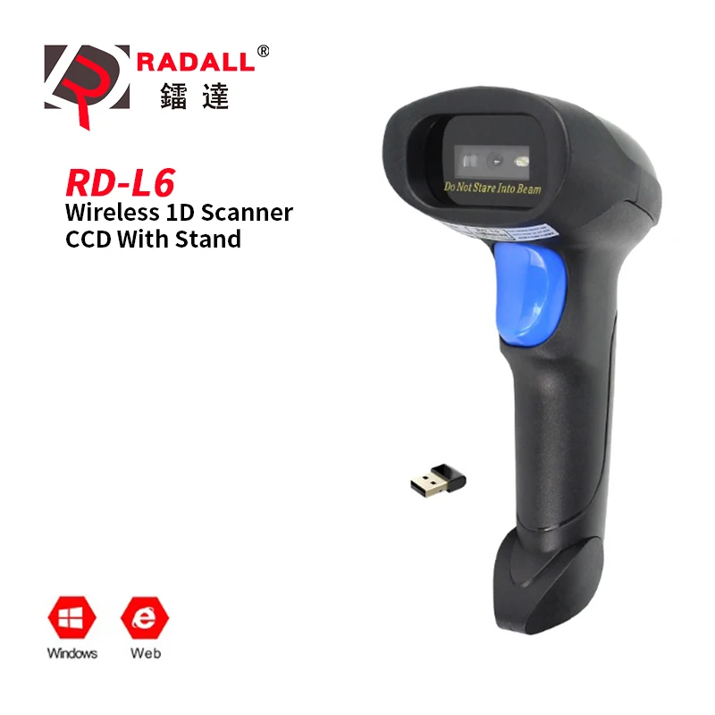 RD-L6 Wirless CCD Новое поступление Bluetooth сканер штрих-кода беспроводной 1D/2D проводной Ручной считыватель штрих-кода для инвентаризации POS терминал - Цвет: RD-L6 Wirless CCD