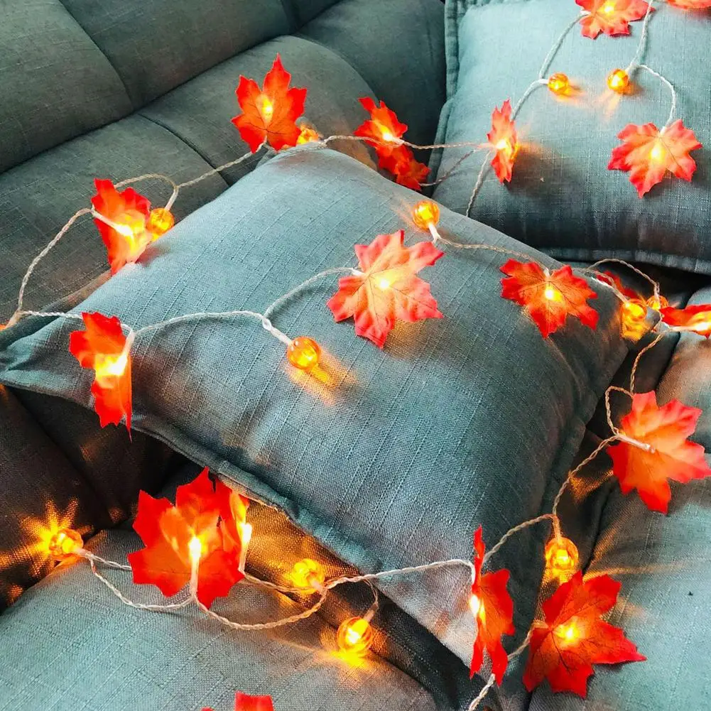 

1.65/3/4.5M DIY LED Lights Autumn Artificial Maple Leaf Shaped Fall LED String Lights Birthday Christmas Thanksgiving Decoration