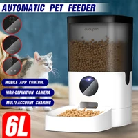 pet automatic feeder 6l large capacity smart voice recorder app control timer feeding cat dog food dispenser videowifi version