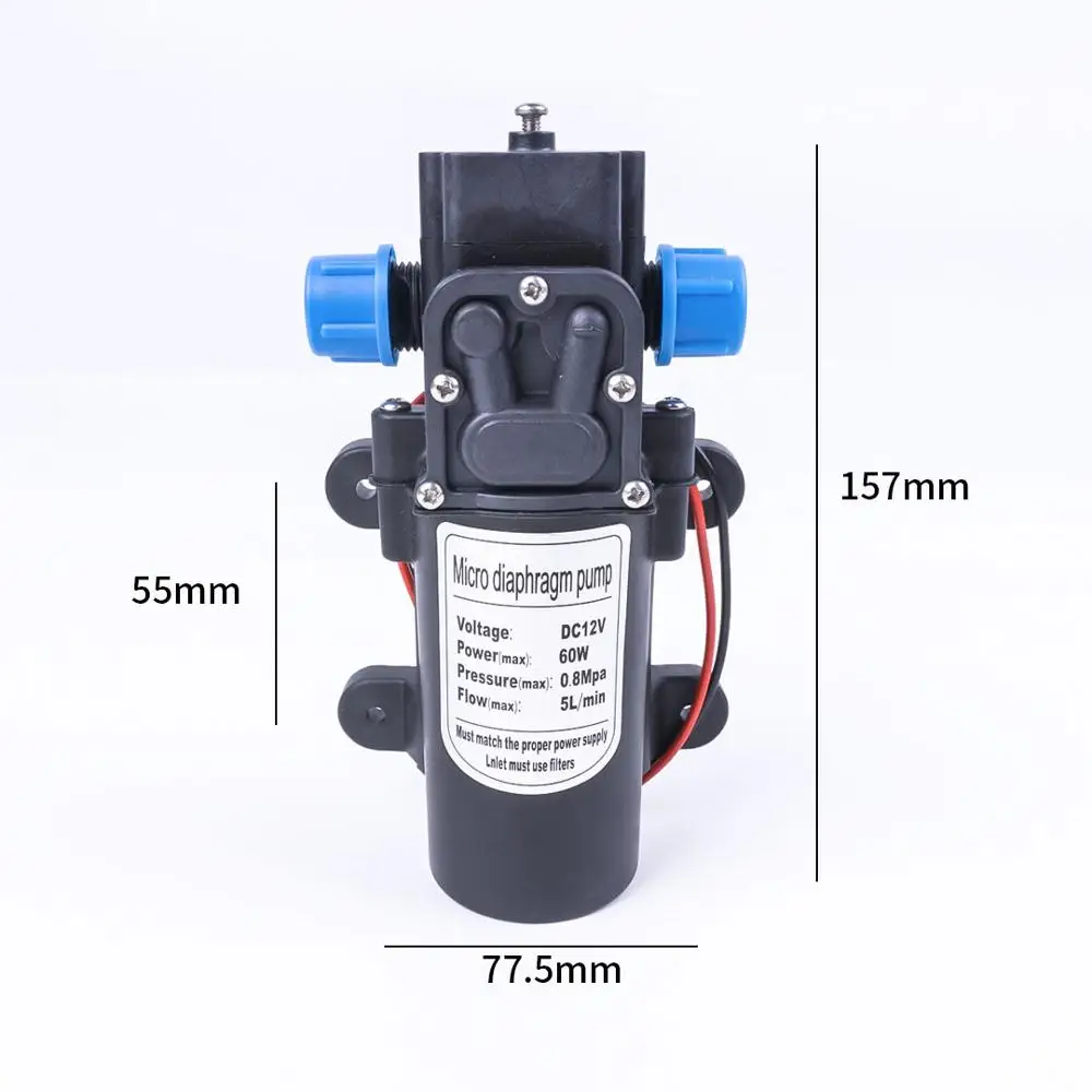 DC 12V 60W 130PSI 5L/мин Электрический мембранный насос Самовсасывающий усилитель для