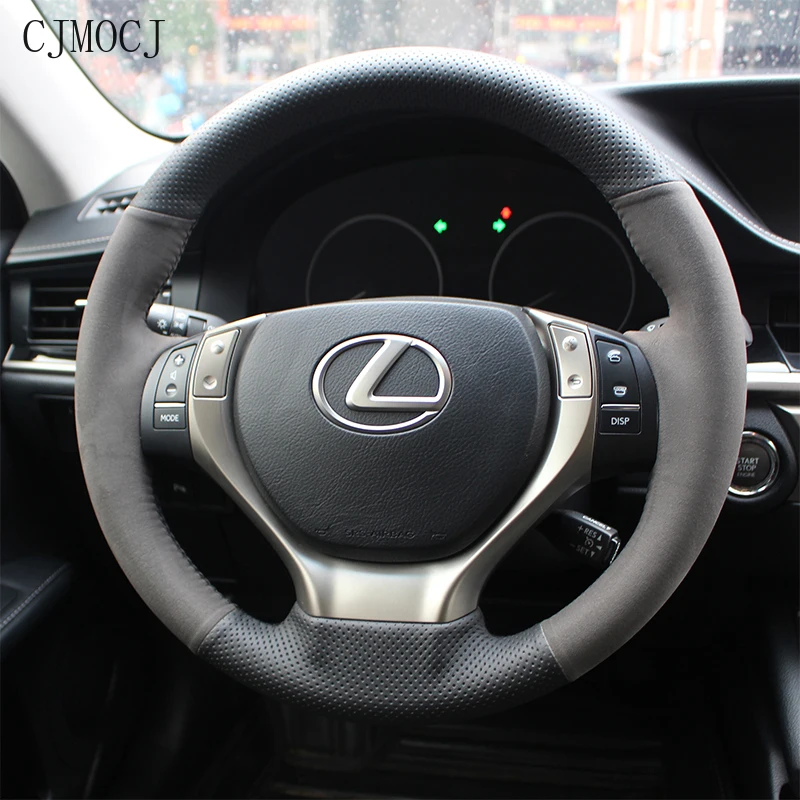 

For Lexus NX200t RX350 ES240 LX570 High-quality DIY Hand-Stitched Leather Suede Steering Wheel Cover Interior Car Accessories