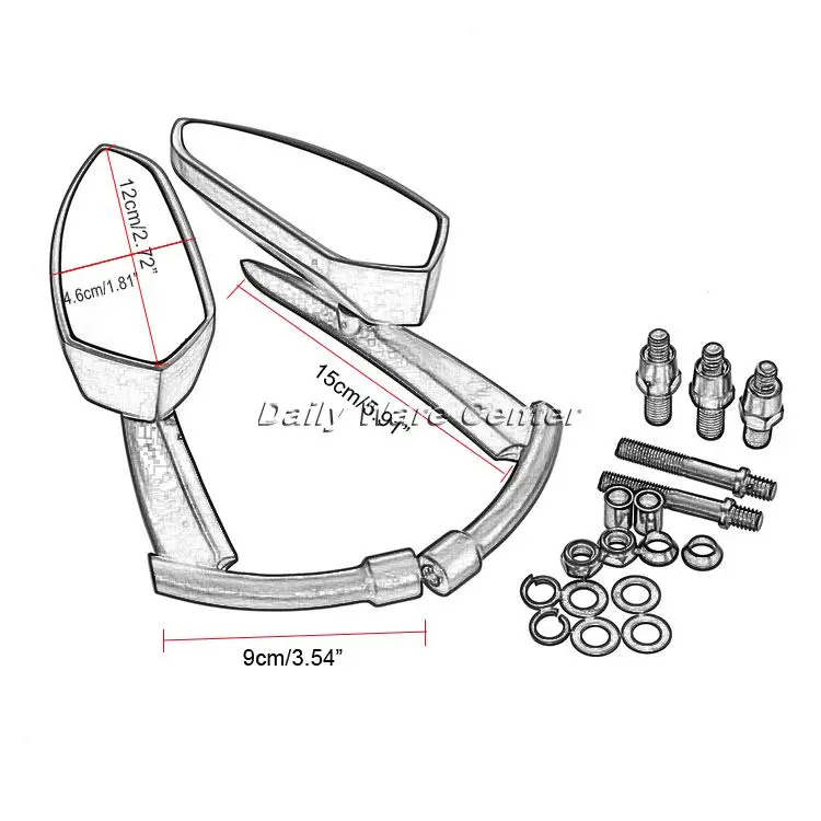 Motorcycle Blade Rear View Mirror Side Mirrors For Honda Kawasaki Yamaha Suzuki Touring Cruiser Chopper Custom 8mm 10mm Thread | Автомобили