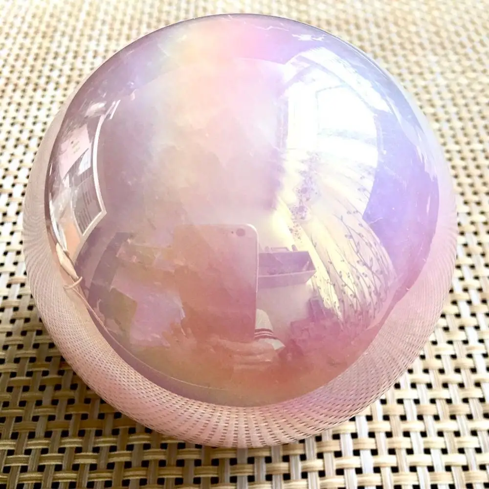 Стандартный розовый кварцевый шар с гальваническим покрытием хрустальный
